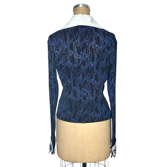 vintage glitter top with western leather collar cuffs and appliquéd stars - Picture 2 of 9